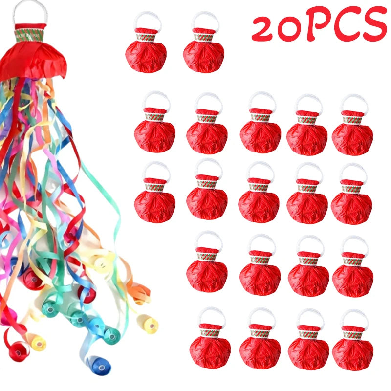 5-20pc Colorful Hand Throw Streamer Poppers  Wedding Birthday  Festival Decor Throw Streamers Poppers No Mess Paper Party Gift