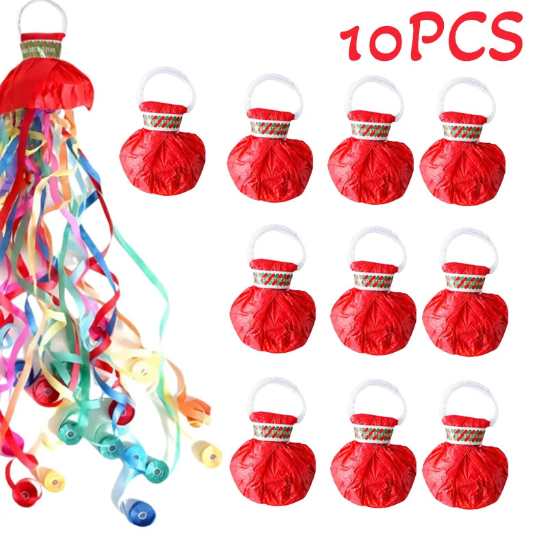 5-20pc Colorful Hand Throw Streamer Poppers  Wedding Birthday  Festival Decor Throw Streamers Poppers No Mess Paper Party Gift