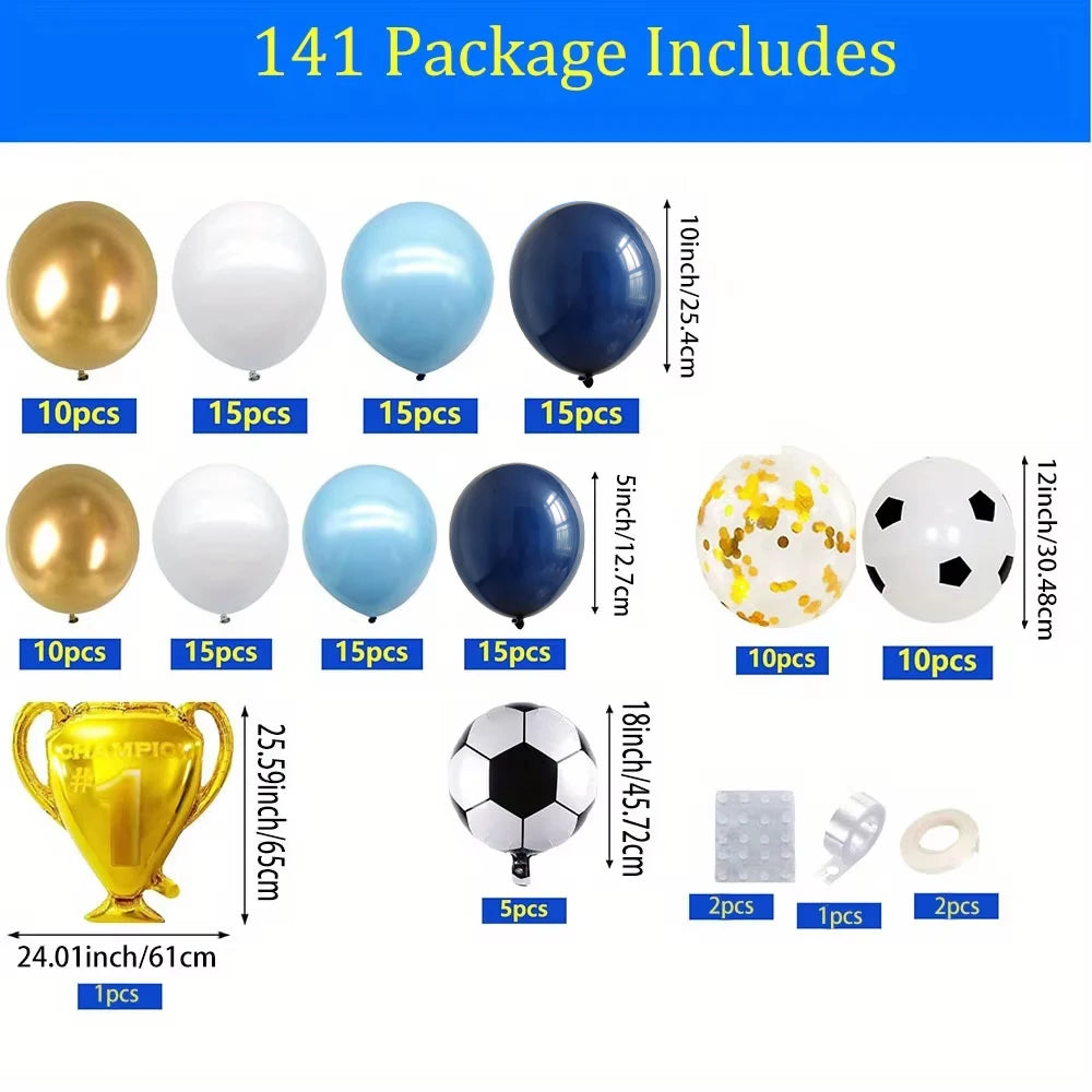 Navy & Gold Soccer Champion Balloon Set