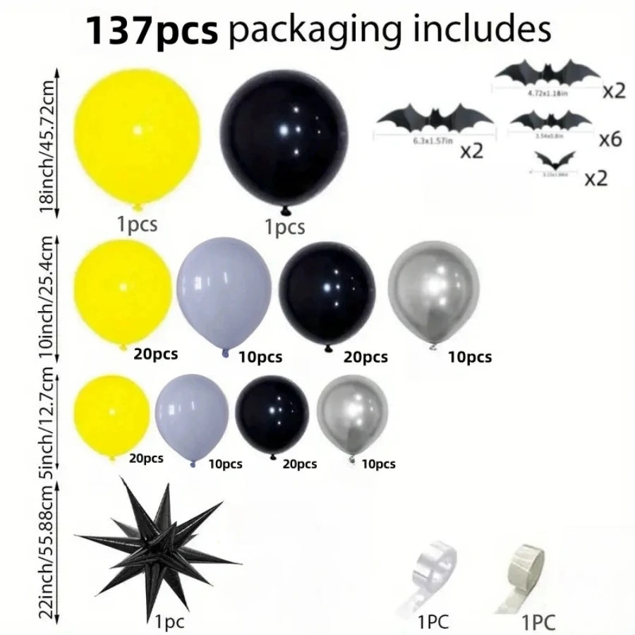 Bat Balloon Set - Yellow / Black