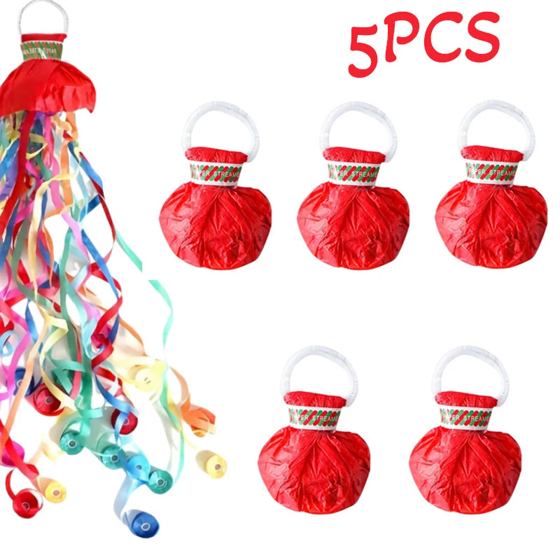 5-20pc Colorful Hand Throw Streamer Poppers  Wedding Birthday  Festival Decor Throw Streamers Poppers No Mess Paper Party Gift